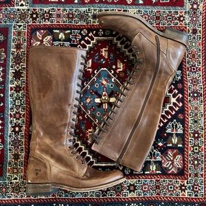 Frye lace up brown leather boots